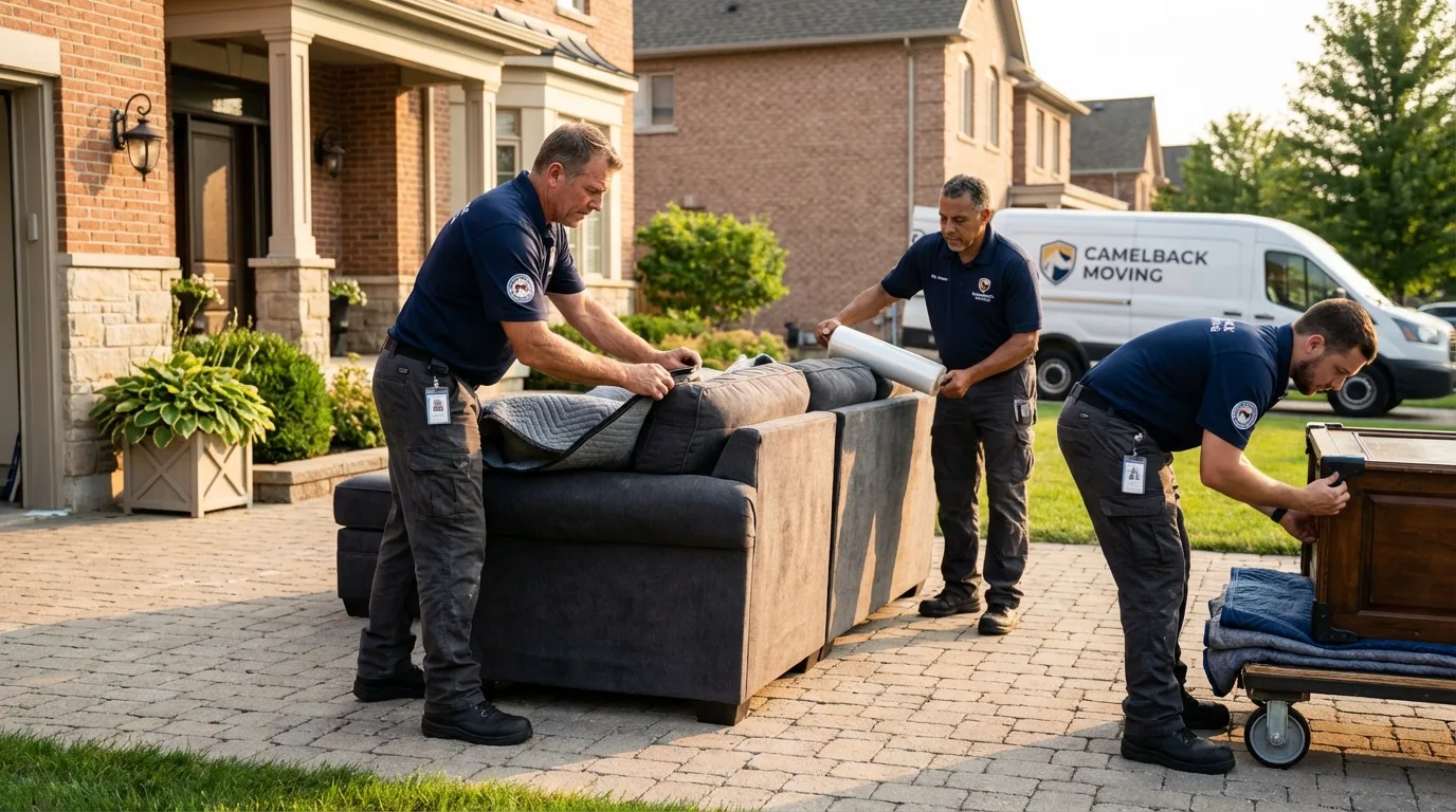 Large estate moving crew wrapping furniture in Madison, IL
